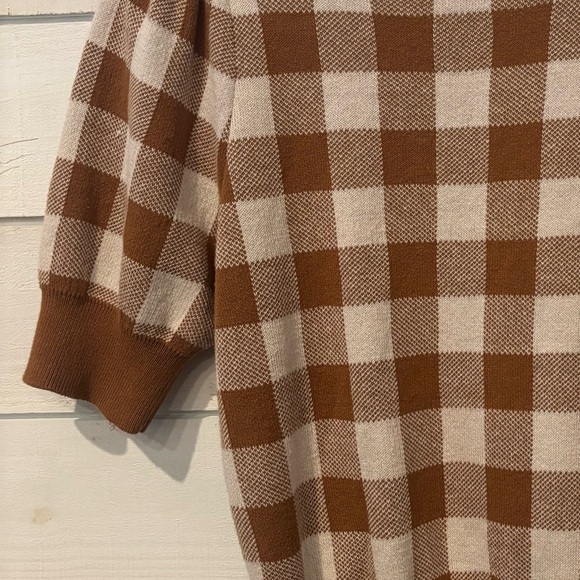 Ann Taylor Factory Petite Brown and White Checkered Knit Sweater - Picture 13 of 13